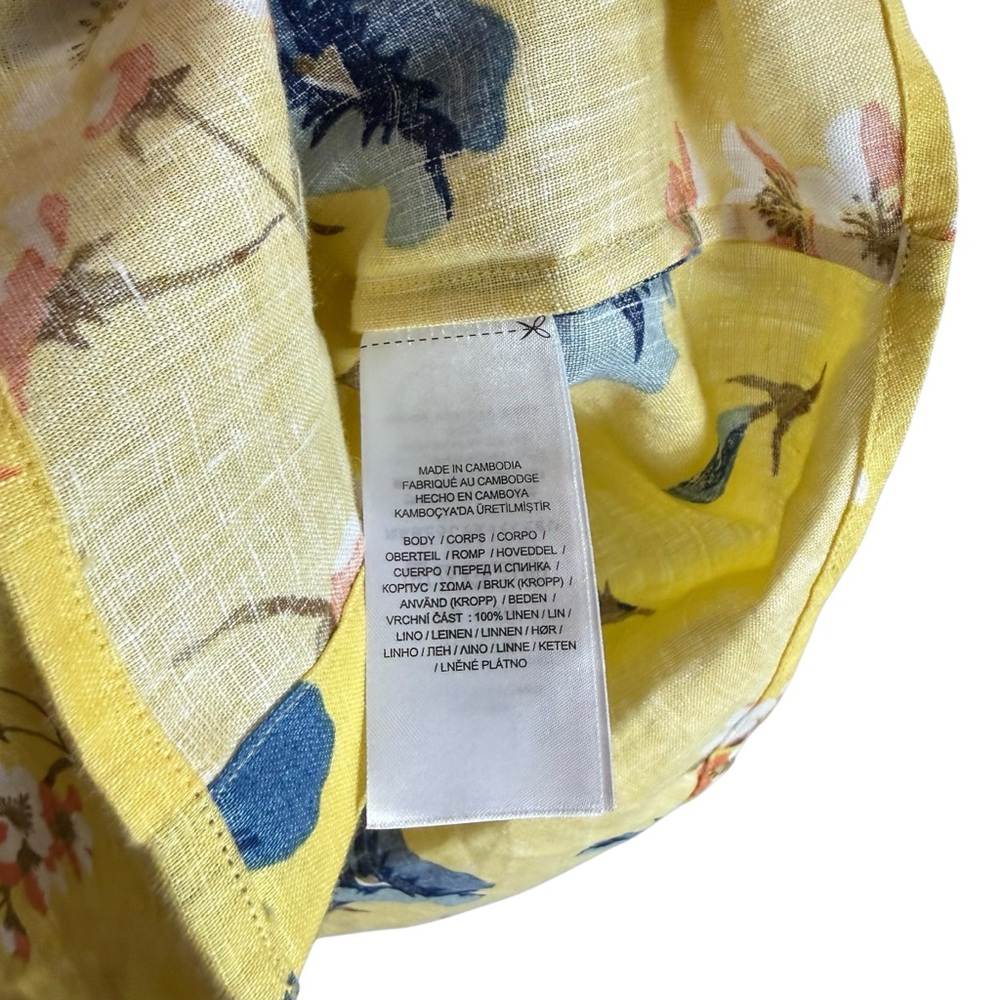 NWOT Lauren Ralph Lauren Shirt Floral Size M Yellow 100% Linen Blouse Button Up - Picture 5 of 6